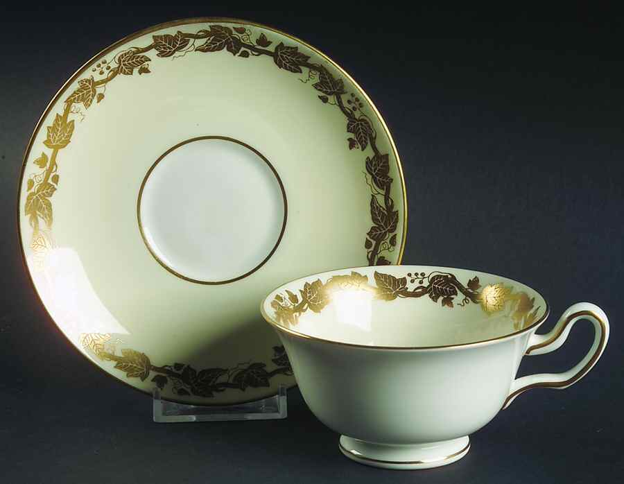 Whitehall (Cream Rim) Footed Cup & Saucer Set by Wedgwood-1