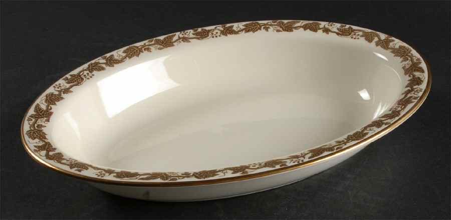 Whitehall (Cream Rim) 10" Oval Vegetable Bowl by Wedgwood-1