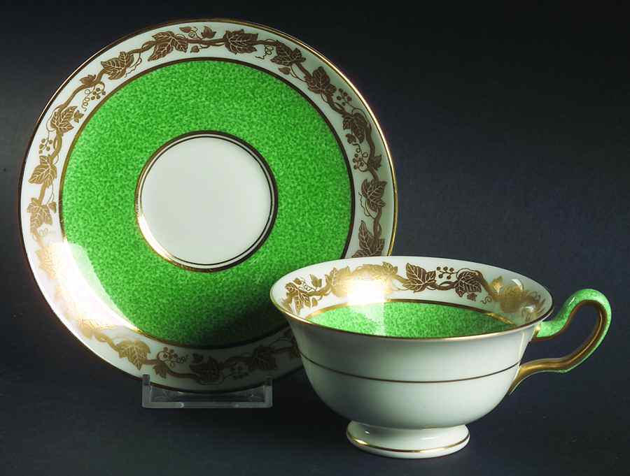 Whitehall (Powder Green Band) Footed Cup & Saucer Set by Wedgwood-1