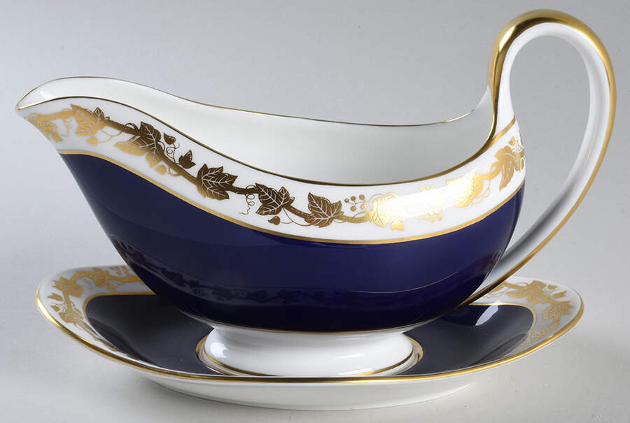 Whitehall (Mazarine Blue Band) Gravy Boat & Underplate by Wedgwood-1