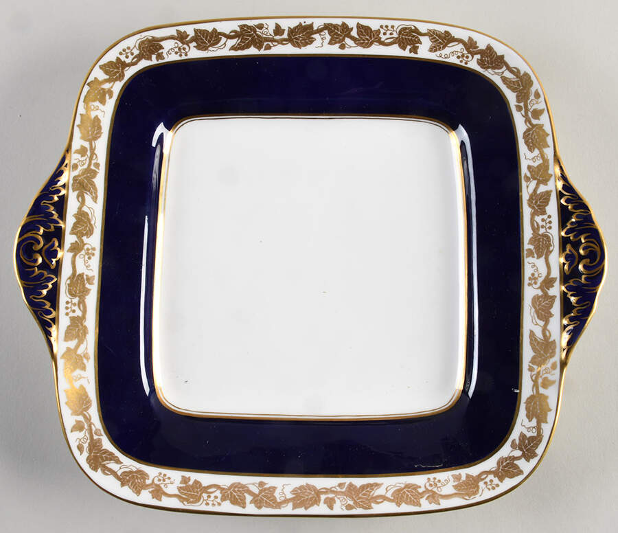Whitehall (Mazarine Blue Band) Square Handled Cake Plate by Wedgwood-1