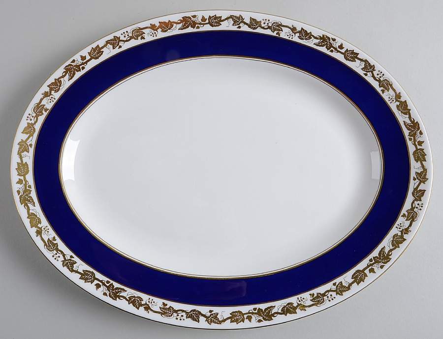 Whitehall (Mazarine Blue Band) 15" Oval Serving Platter by Wedgwood-1