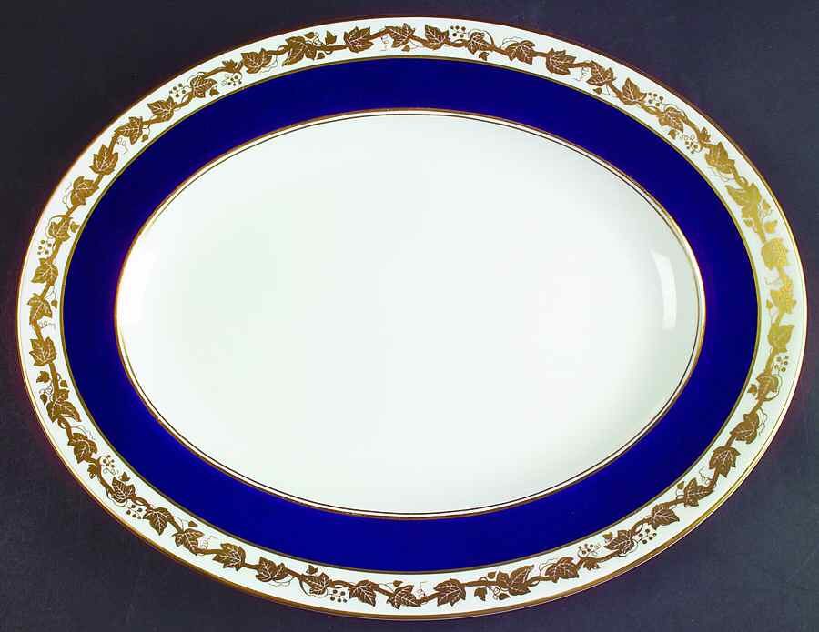 Whitehall (Mazarine Blue Band) 14" Oval Serving Platter by Wedgwood-1