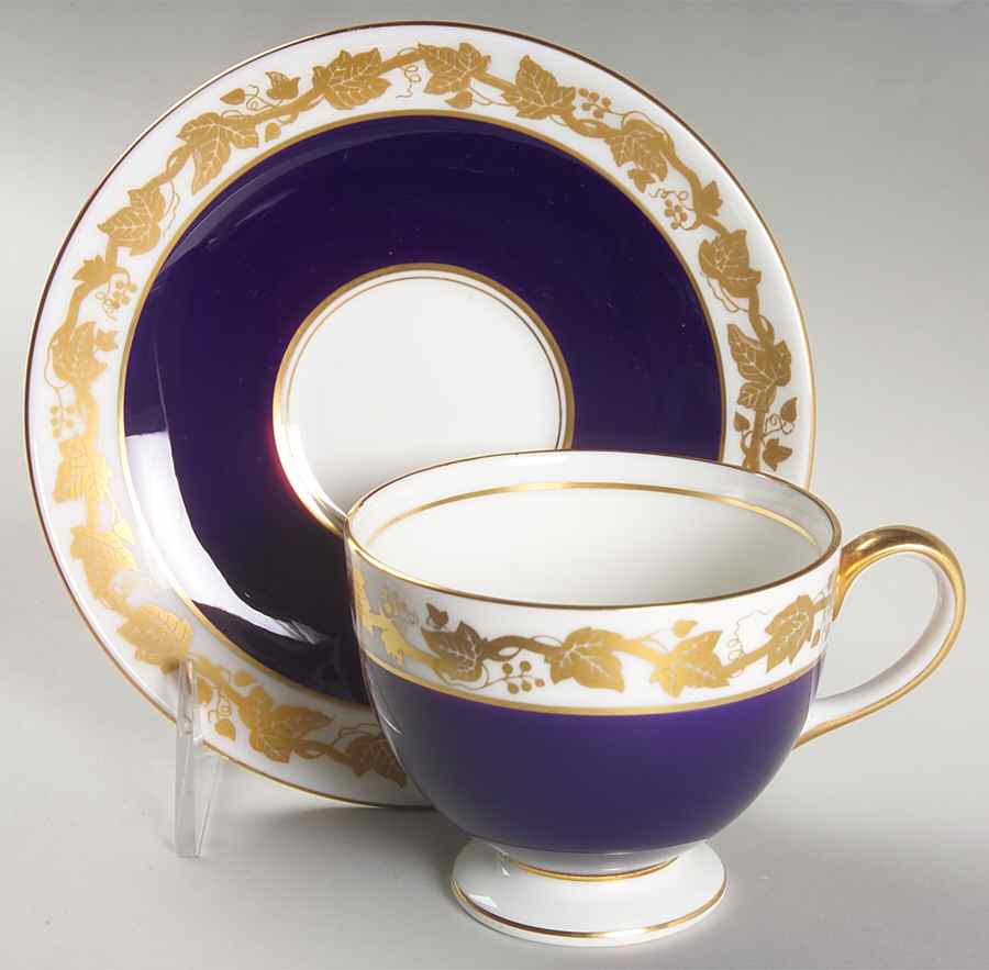 Whitehall (Mazarine Blue Band) Footed Cup & Saucer Set by Wedgwood-1