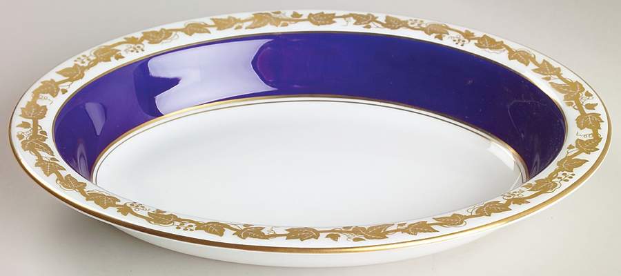 Whitehall (Mazarine Blue Band) 10" Oval Vegetable Bowl by Wedgwood-1