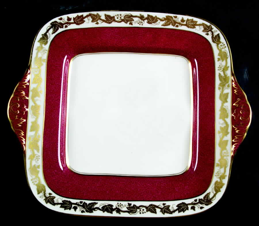 Whitehall (Powder Ruby Band) Square Handled Cake Plate by Wedgwood-1