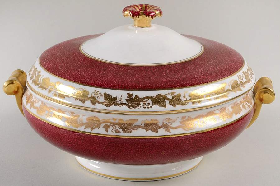 Whitehall (Powder Ruby Band) Round Covered Vegetable by Wedgwood-1