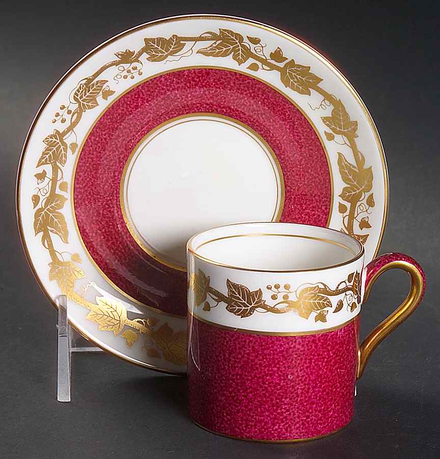 Whitehall (Powder Ruby Band) Bond Shape Demitasse Cup and Saucer Set by Wedgwood-1