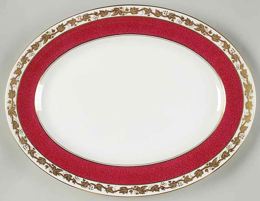 Whitehall (Powder Ruby Band) 15" Oval Serving Platter by Wedgwood-1