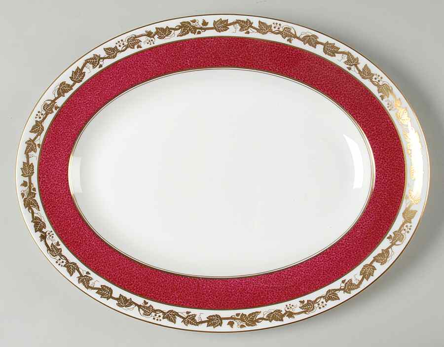 Whitehall (Powder Ruby Band) 13" Oval Serving Platter by Wedgwood-1