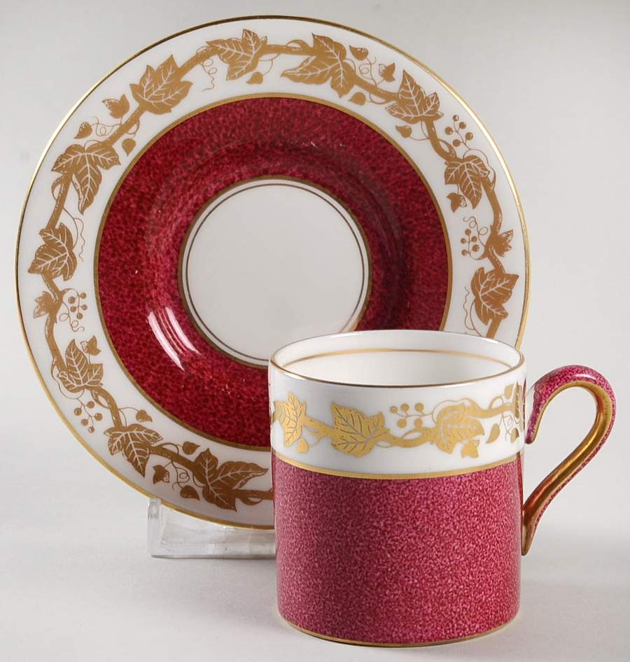 Whitehall (Powder Ruby Band) Bond Shape Demitasse Cup and Saucer Set by Wedgwood-1