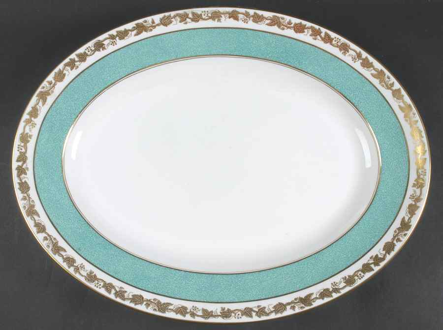 Whitehall (Powder Turquoise Band) 17" Oval Serving Platter by Wedgwood-1