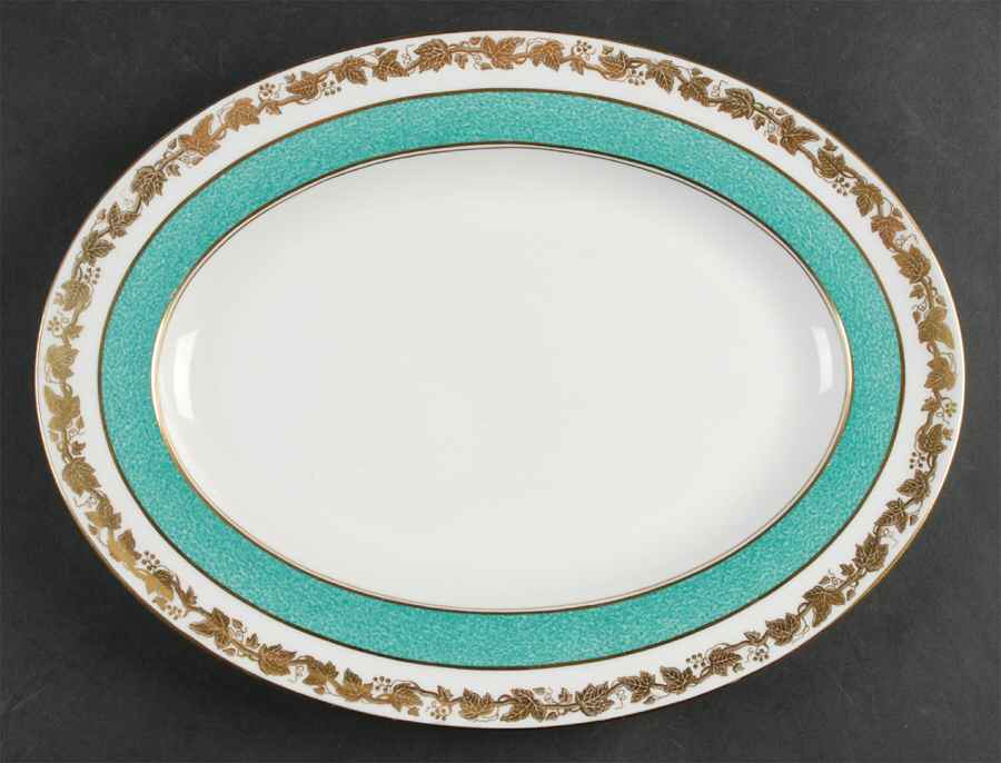 Whitehall (Powder Turquoise Band) 13" Oval Serving Platter by Wedgwood-1