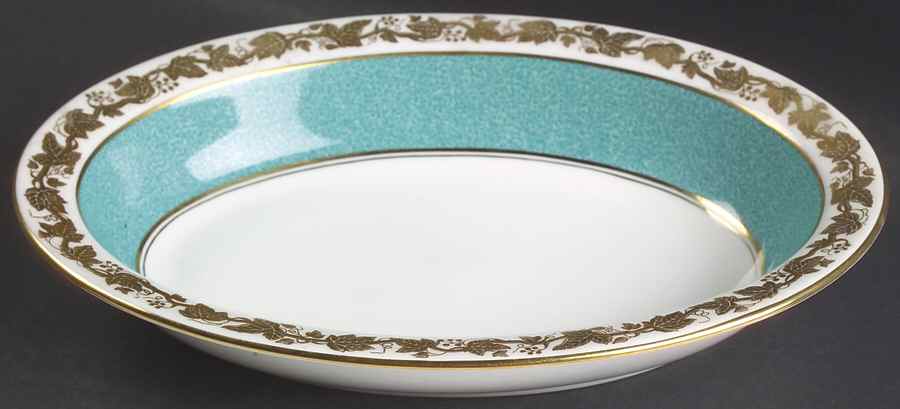 Whitehall (Powder Turquoise Band) 9" Oval Vegetable Bowl by Wedgwood-1