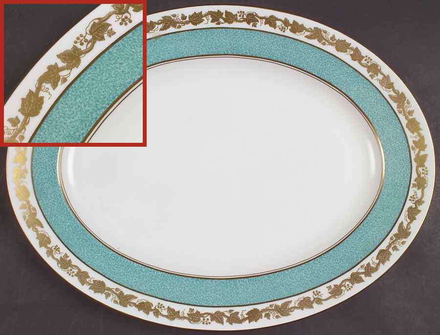 Whitehall (Powder Turquoise Band) 15" Oval Serving Platter by Wedgwood-1