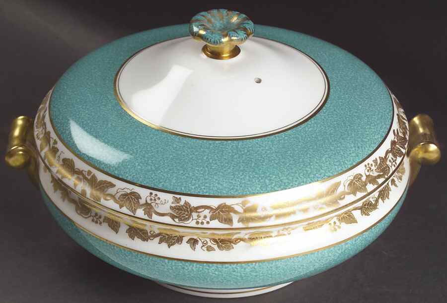 Whitehall (Powder Turquoise Band) Round Covered Vegetable by Wedgwood-1