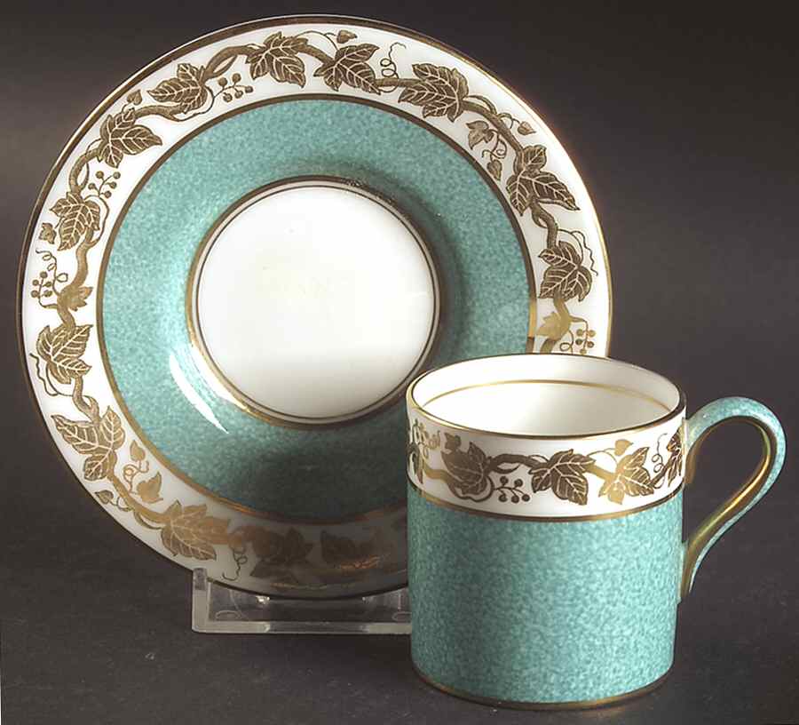 Whitehall (Powder Turquoise Band) Bond Shape Demitasse Cup and Saucer Set by Wedgwood-1