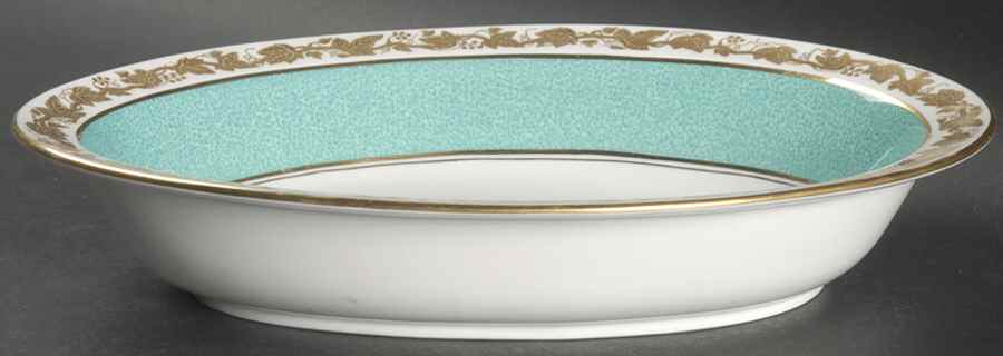 Whitehall (Powder Turquoise Band) 10" Oval Vegetable Bowl by Wedgwood-1