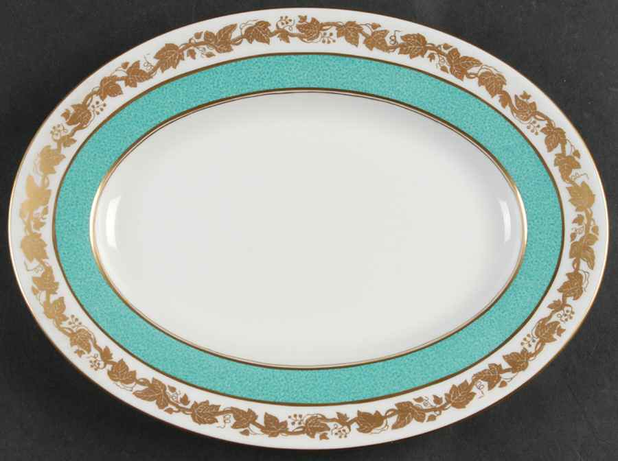 Whitehall (Powder Turquoise Band) 11" Oval Serving Platter by Wedgwood-1