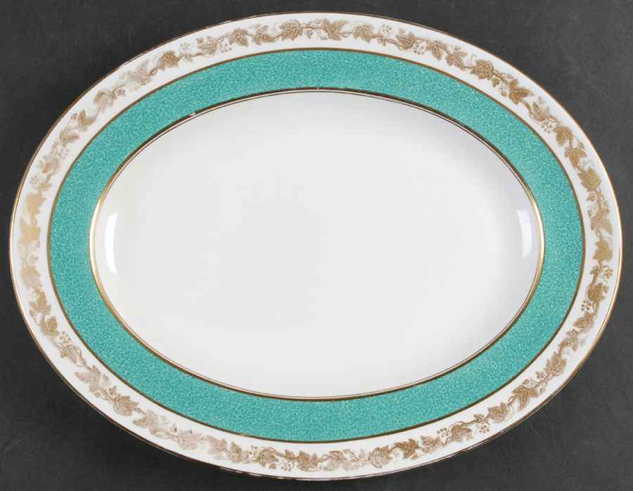 Whitehall (Powder Turquoise Band) 13" Oval Serving Platter by Wedgwood-1