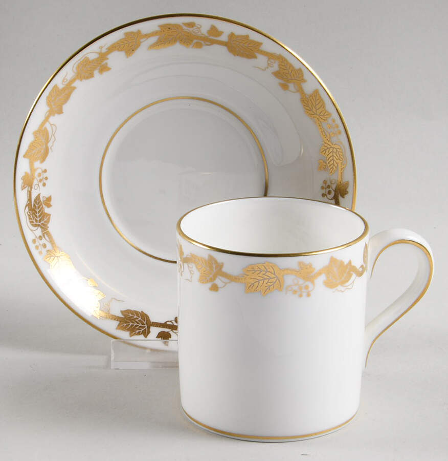 Whitehall (White Rim) Can Shape Demitasse Cup and Saucer Set by Wedgwood-1