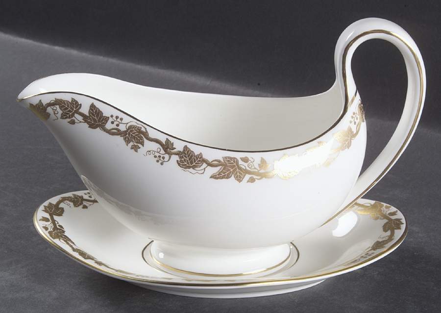 Whitehall (White Rim) Gravy Boat & Underplate by Wedgwood-1