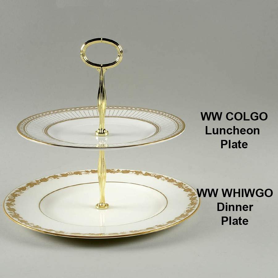 Whitehall (White Rim) Mixed/Match 2 Tier Serving Tray by Wedgwood-1