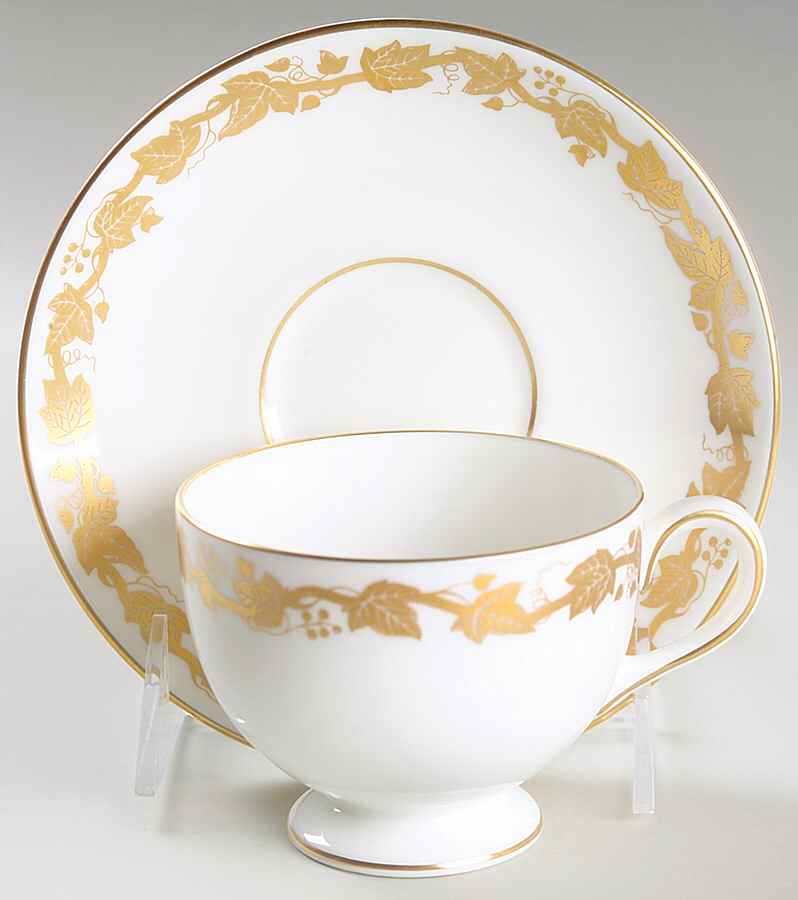 Whitehall (White Rim) Footed Cup & Saucer Set by Wedgwood-1