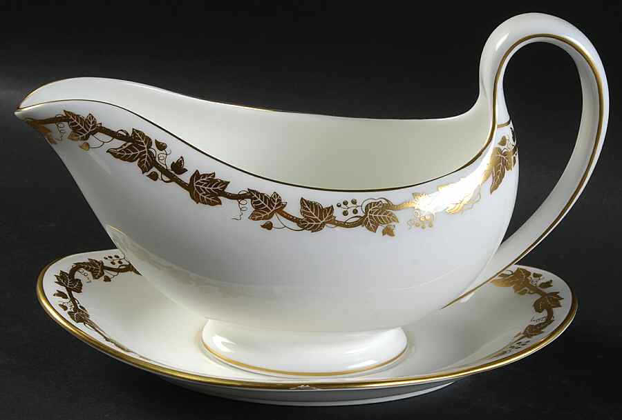 Whitehall (White Rim) Gravy Boat & Underplate by Wedgwood-1