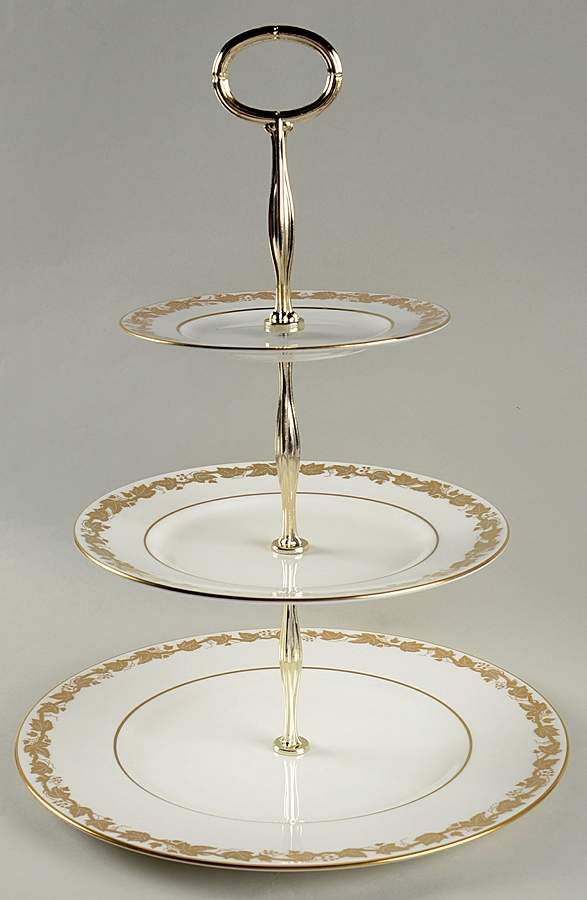 Whitehall (White Rim) 13 7/8"-14 1/4" 3-Tiered Serving Tray(DP,SP,BB) HC by Wedgwood-1