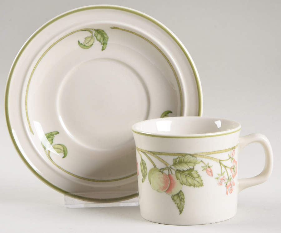 Wild Apple (Granada Sterling Shape) Flat Cup & Saucer Set by Wedgwood-1