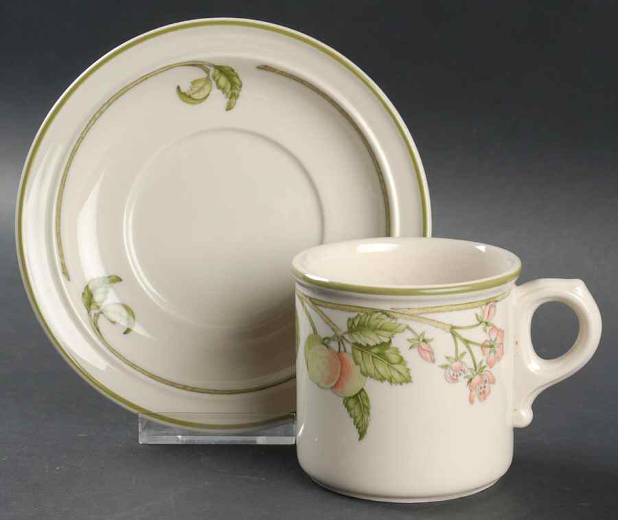 Wild Apple (Granada Sterling Shape) Flat Cup & Saucer Set by Wedgwood-1