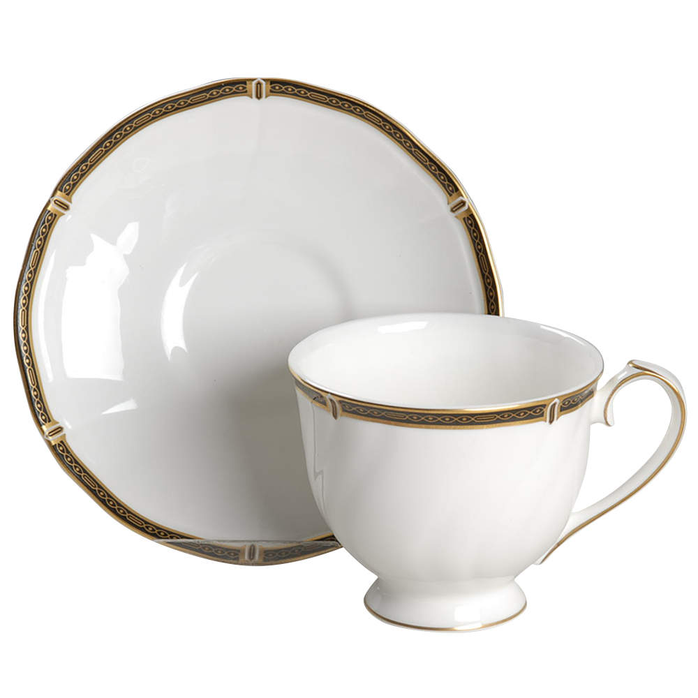 Windsor Black Footed Cup & Saucer Set by Wedgwood-1