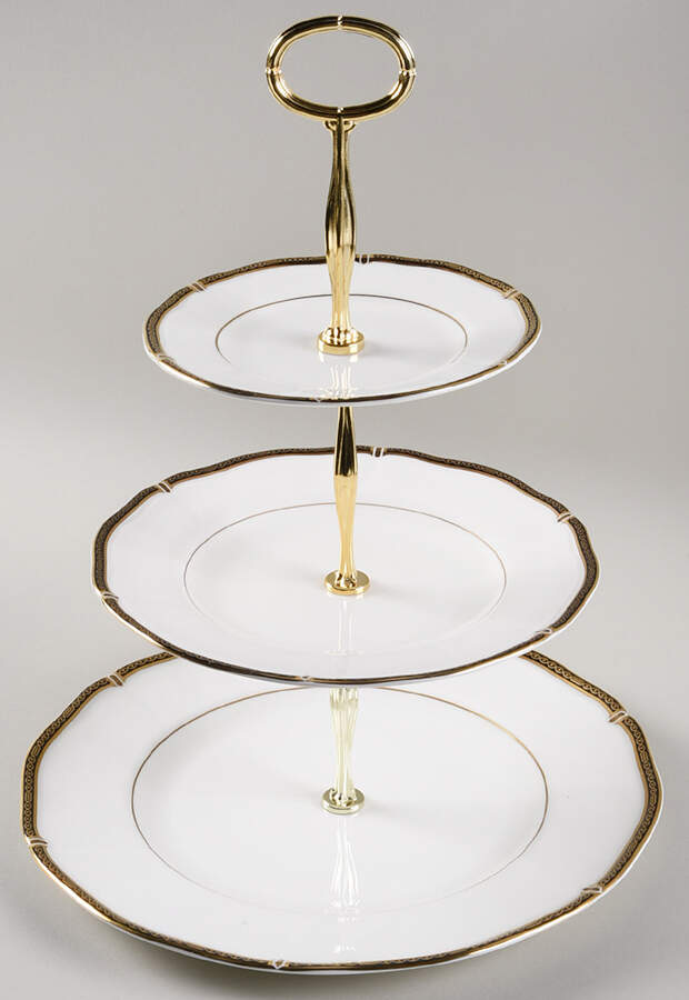 Windsor Black 13 7/8"-14 1/4" 3-Tiered Serving Tray(DP,SP,BB) HC by Wedgwood-1