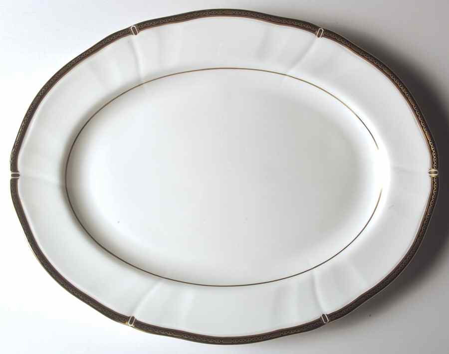 Windsor Black 15" Oval Serving Platter by Wedgwood-1