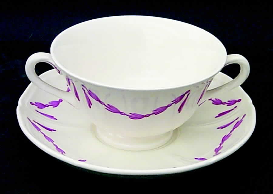 Williamsburg Husk Footed Cream Soup Bowl & Saucer Set by Wedgwood-1