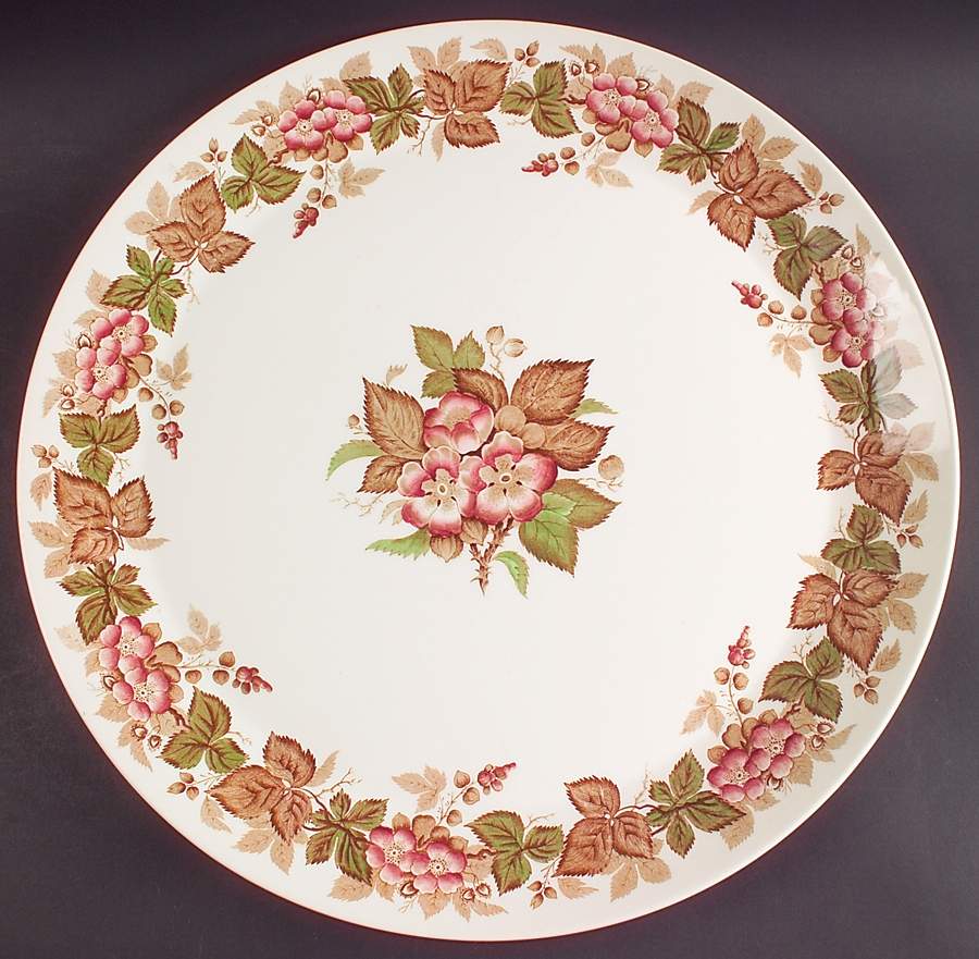 Wildbriar Brown Pink Round Torte Plate by Wedgwood-1