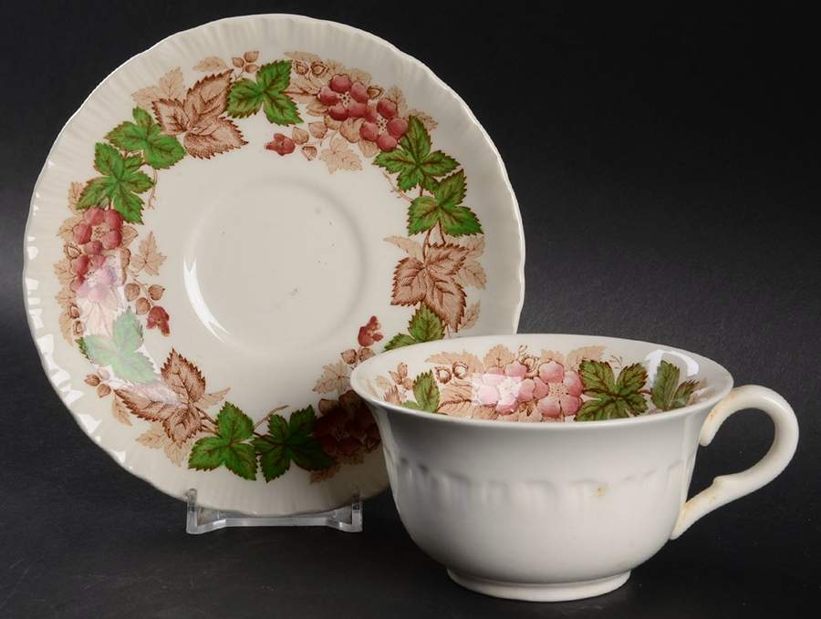 Wildbriar Brown Pink Flat Cup & Saucer Set by Wedgwood-1