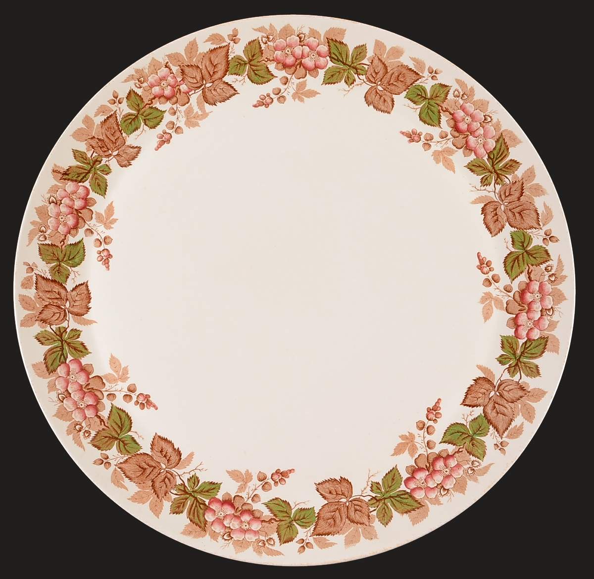 Wildbriar Brown Pink 16" Round Torte Plate by Wedgwood-1