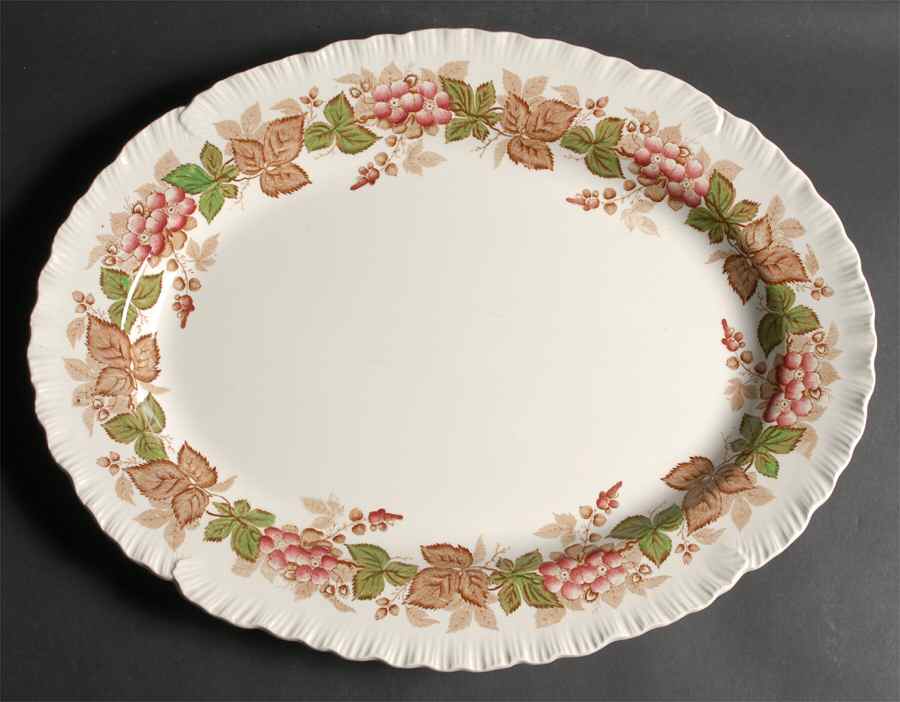 Wildbriar Brown Pink 17" Oval Serving Platter by Wedgwood-1