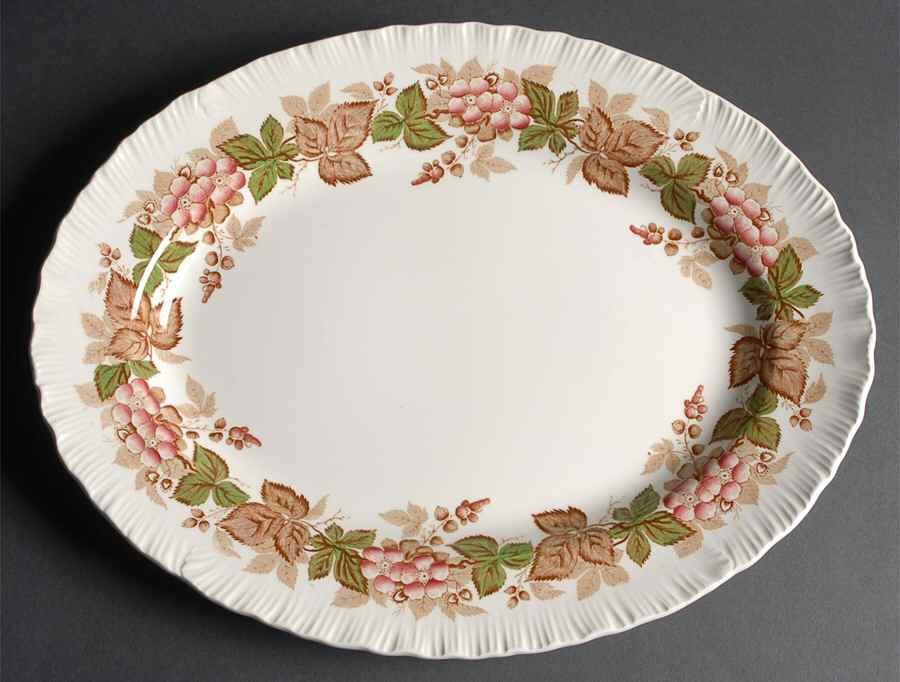 Wildbriar Brown Pink 16" Oval Serving Platter by Wedgwood-1