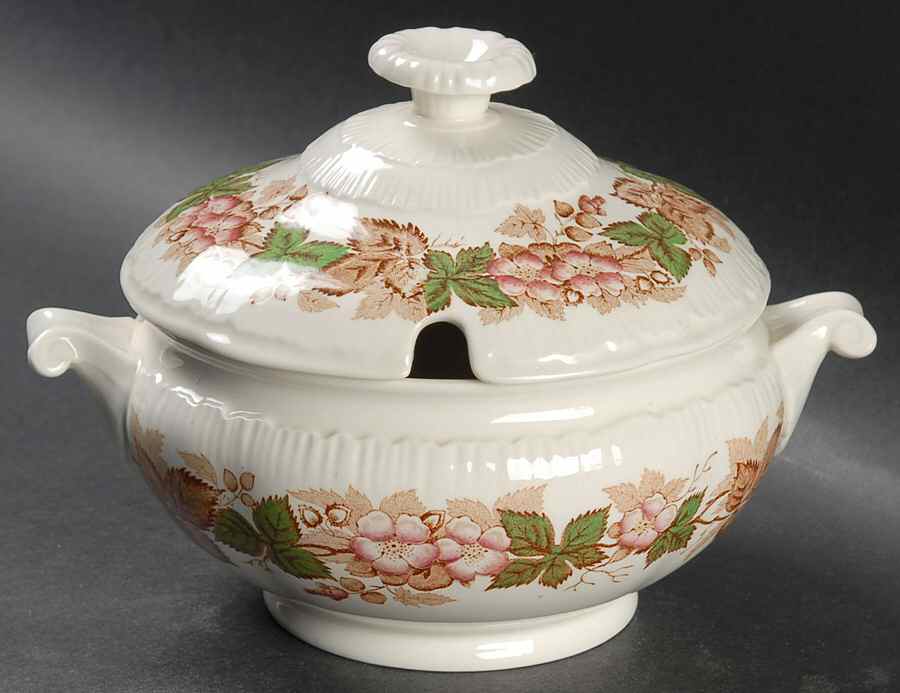 Wildbriar Brown Pink Sauce Boat & Lid by Wedgwood-1