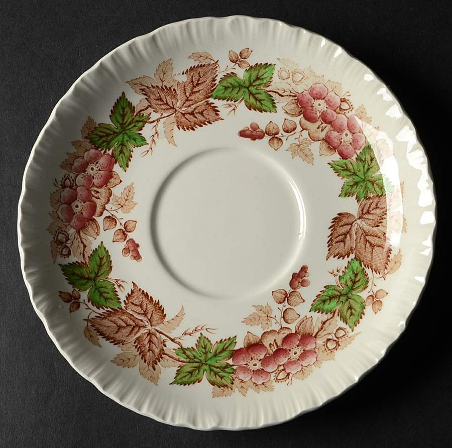 Wildbriar Brown Pink Saucer for Cream Soup Bowl by Wedgwood-1