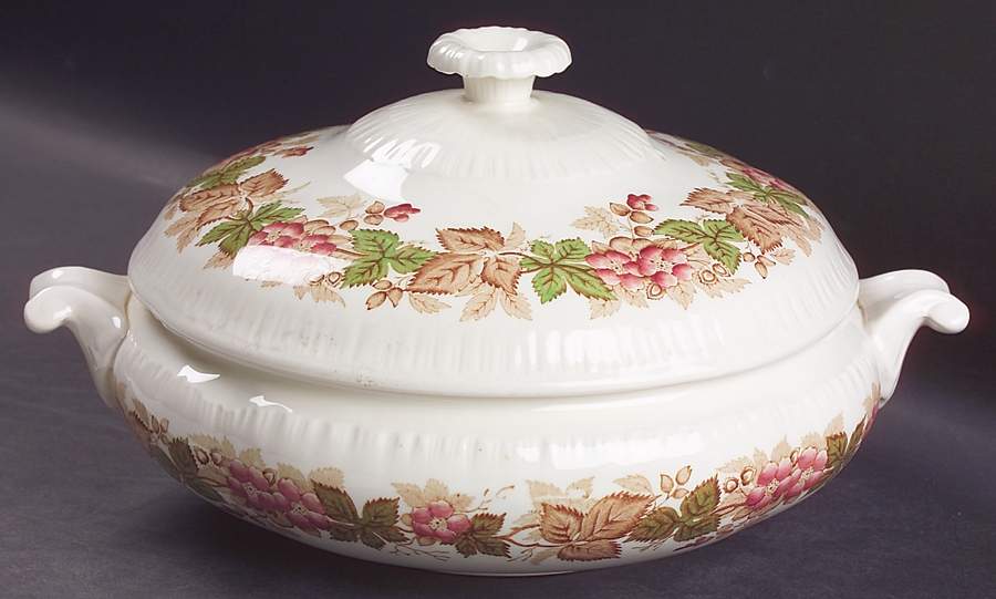 Wildbriar Brown Pink Round Covered Vegetable by Wedgwood-1