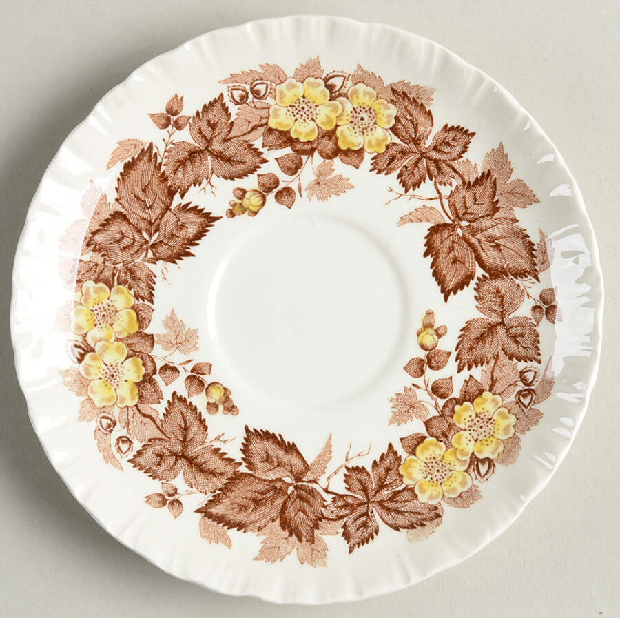 Wildbriar Brown Yellow Saucer for Demitasse Cup by Wedgwood-1