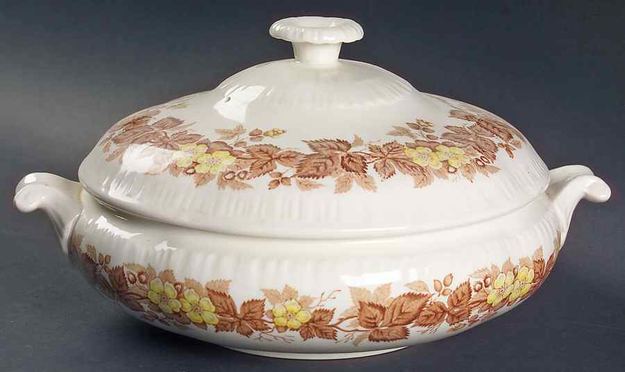 Wildbriar Brown Yellow Round Covered Vegetable by Wedgwood-1
