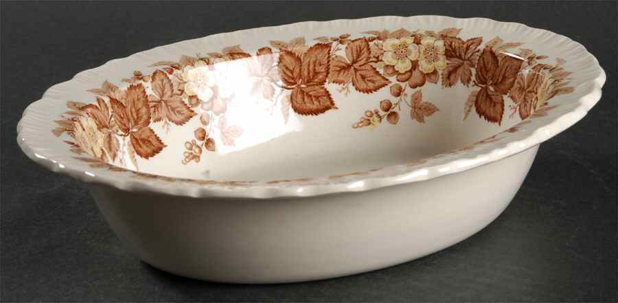 Wildbriar Brown Yellow 10" Oval Vegetable Bowl by Wedgwood-1