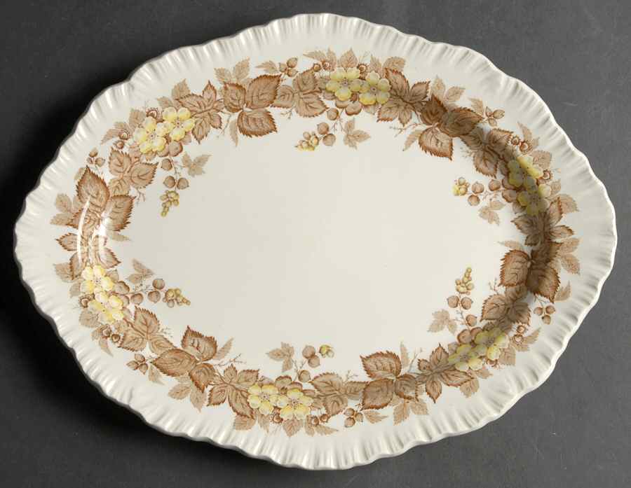 Wildbriar Brown Yellow 11" Oval Serving Platter by Wedgwood-1