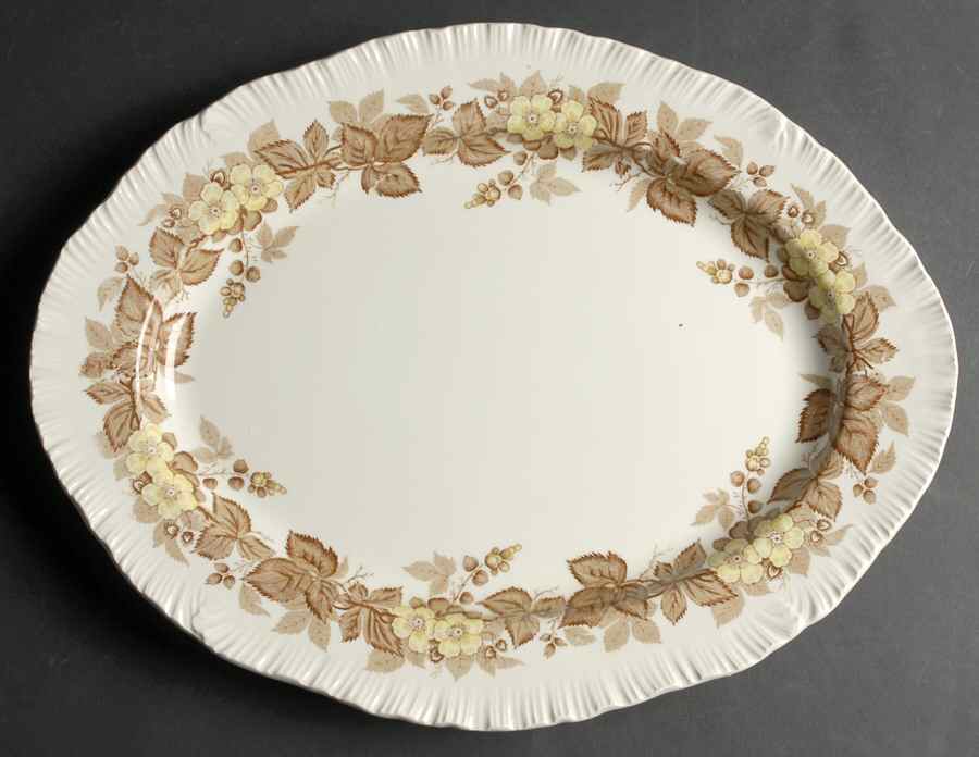 Wildbriar Brown Yellow 16" Oval Serving Platter by Wedgwood-1