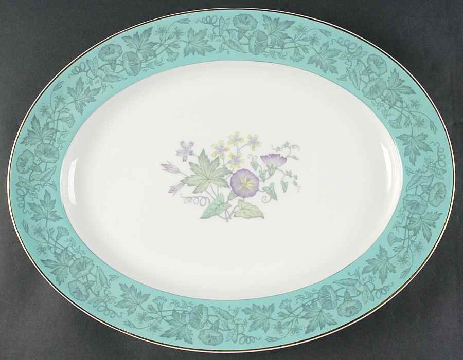 Wildflower Green 17" Oval Serving Platter by Wedgwood-1